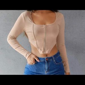Beige modern crop top